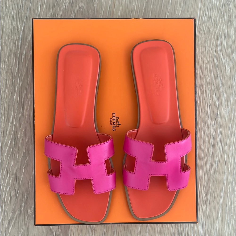 Hermes Oran Sandal - Two Tone Pink And Orange